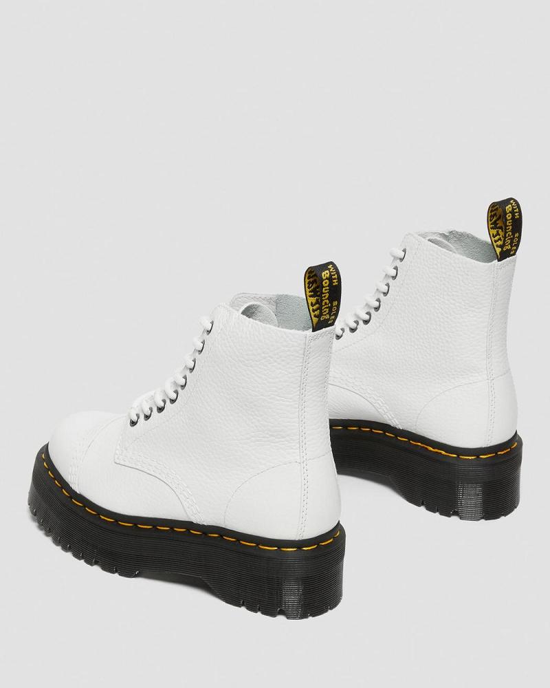 Dr Martens Sinclair Milled Nappa Leren Platform Laarzen Dames Wit | NL 524OKI